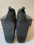 STUART WEITZMAN FOR RUSSELL & BROMLEY BLACK LEATHER BUCKLE TRIM HEELS SIZE 7.5/41