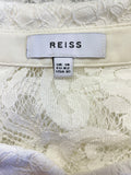 REISS YASI OFF WHITE FLORAL LACE COLLARED LONG SLEEVE BLOUSE SIZE 14