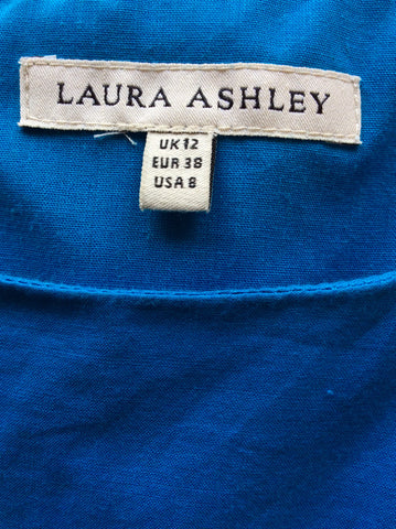 LAURA ASHLEY TURQOUISE SLEEVELESS COTTON TIE BELT DRESS SIZE 12