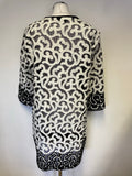 JOSEPH RIBKOFF BLACK & WHITE EMBOSSED DESIGN LONG SPECIAL OCCASION JACKET SIZE 16
