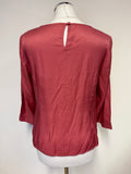 BODEN DEEP ROSE PINK 3/4 SLEEVE SILK BLEND TOP SIZE 12