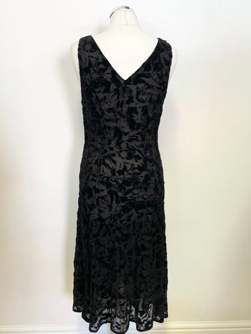 HOBBS BLACK EMBOSSED PATTERNED SLEEVELESS OCCASION  DRESS SIZE 14