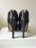 LK BENNETT BLACK LEATHER ZIP HEEL TRIM SHOE BOOTS SIZE 4/37