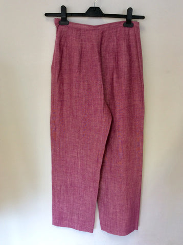 MINUET PINK LINEN JACKET & TROUSER SUIT SIZE 10/12