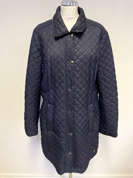 JOULES NAVY BLUE QUILTED ZIP & PRESS STUD FASTEN COAT SIZE 18