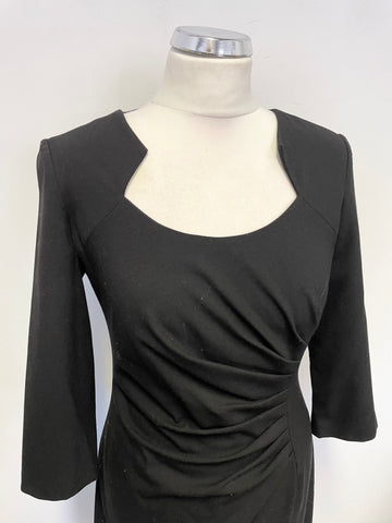EPISODE BLACK SHAPED NECKLINE 3/4 SLEEVE PENCIL DRESS SIZE 8