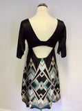 KAREN MILLEN SILK GEOMETRIC PRINT DRESS SIZE 10