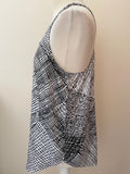 REISS BLACK & IVORY PRINT SLEEVELESS RACE BACK TOP SIZE 12