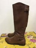 JOULES MERSTONE BROWN LEATHER BUCKLE TRIM KNEE LENGTH BOOTS SIZE 6/39