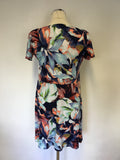 JAMES LAKELAND MULTI COLOURED FLORAL PRINT COLD SHOULDER A LINE DRESS SIZE 14