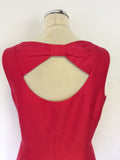 HOBBS FUSCHIA PINK WOOL & SILK CUT OUT BACK PENCIL DRESS SIZE 16