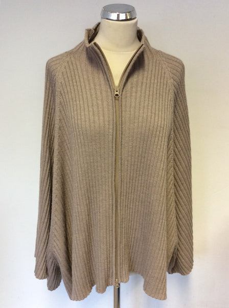 NITYA FAWN MERINO WOOL ZIP UP PONCHO/CARDIGAN ONE SIZE