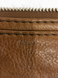 CHLOE TAN BROWN LEATHER POCHETTE/ CLUTCH BAG