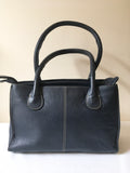 OSPREY DARK BLUE LEATHER STITCH TRIM SHOULDER BAG