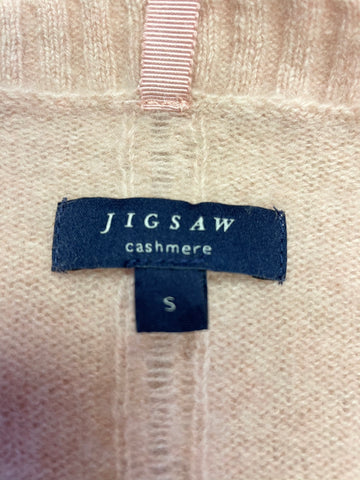 JIGSAW PALE PINK V NECKLINE LONG SLEEVE CASHMERE JUMPER SIZE S