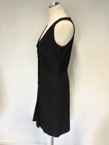 PAUL SMITH BLACK LABEL BLACK SILK EMBELLISHED TRIM OCCASION DRESS SIZE 44 UK 12