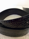 HOBBS BLACK PATENT CROC DESIGN LEATHER BELT SIZE M