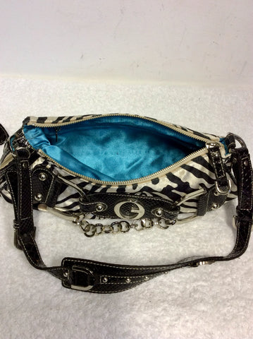 GUESS BLACK & SILVER PRINT SHOULDER BAG