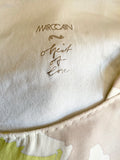 MARCCAIN WHITE,BEIGE & LIME GREEN PRINT SILK FLOATY SLEEVE TOP SIZE 3 UK 12/14