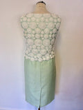COUNTRY CASUALS LIGHT GREEN EMBROIDERED TOP DRESS & JACKET SUIT SIZE 18