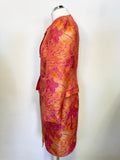 STEILMANN PINK & ORANGE FLORAL PRINT SLEEVELESS PENCIL DRESS & JACKET SUIT  SIZE 14