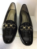 VAN DAL BLACK PATENT LEATHER SILVER TRIM COURT SHOES SIZE 4.5 EE / 37.5
