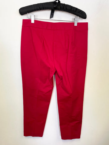 BODEN RED COTTON TAPERED LEG CROPPED TROUSERS SIZE 12R