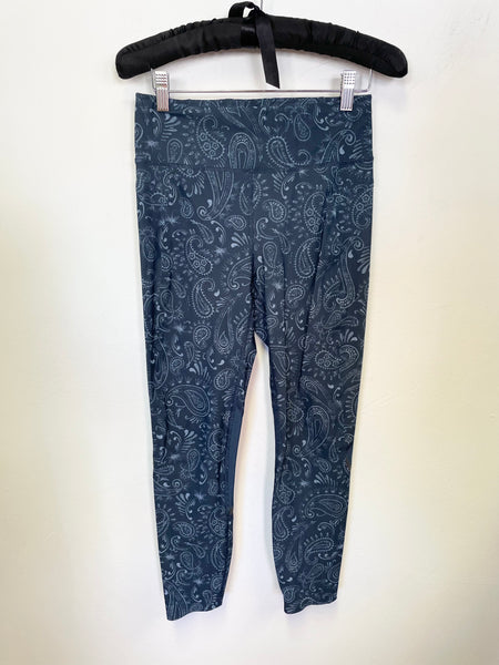 SWEATY BETTY THE ZERO GRAVITY BLUE PAISLEY PRINT RUNNING LEGGINGS SIZE S