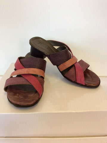 BRAND NEW THINK PINK,PURPLE & PLUM LEATHER MULE SANDALS SIZE 5/38