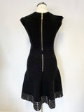 BRAND NEW TED BAKER BLACK & METALLIC CUT OUT DETAIL STRETCH FIT & FLARE DRESS SIZE 1 UK 8/10