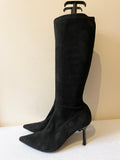 LK BENNETT BLACK SUEDE STRETCH SOCK BOOTS SIZE 7/40