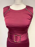 KAREN MILLEN CLARET RED SLEEVELESS OCCASION PENCIL DRESS SIZE 10