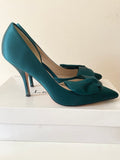 LK BENNETT EMERALD GREEN SATIN CUT OUT SIDE SPECIAL OCCASION HEELS SIZE 6/39