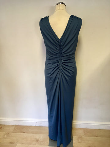 BRAND NEW PHASE EIGHT TEAL DRAPED LONG EVENING DRESS SIZE 16