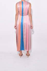 BRAND NEW ROKSANDA AMETHYST 100% SILK PLEATED COLOUR BLOCK TRIM MAXI DRESS SIZE 16