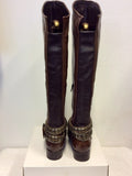 DANIEL BROWN LEATHER STUDDED ANKLE TRIM KNEE LENGTH BOOTS SIZE 5/38
