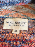 DENIM & SUPPLY RALPH LAUREN MULTI COLOURED COTTON V NECK CARDIGAN SIZE XL