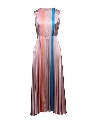 BRAND NEW ROKSANDA AMETHYST 100% SILK PLEATED COLOUR BLOCK TRIM MAXI DRESS SIZE 16