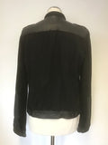 COMPTOIR DES COTONNIERS BLACK COTTON & LEATHER TRIM JACKET SIZE L