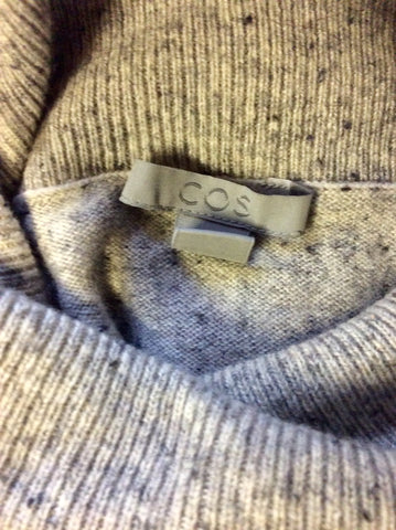 COS GREY MARL OVERSIZE WOOL POLO NECK JUMPER SIZE M