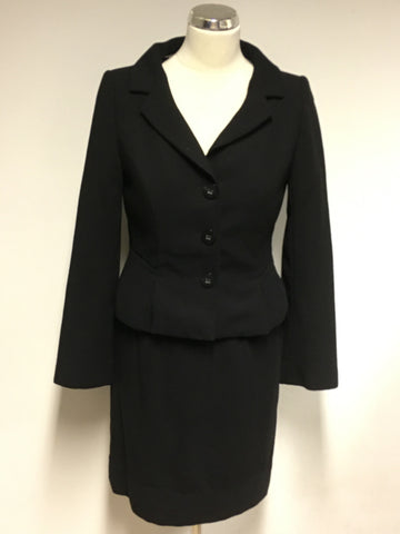 HOBBS BLACK WOOL DRESS & JACKET SUIT SIZE 10