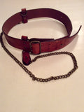 ALL SAINTS CHESTNUT BROWN LEATHER & BRASS CHAIN BELT SIZE M