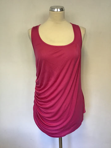 BRAND NEW TED BAKER BRIGHT PINK SILK DRAPE RACER BACK TOP SIZE 4 UK 14