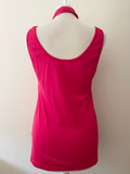 MARCCAIN RED COLLARED HALTER NECK INSERT SLEEVELESS VEST TOP SIZE 5 UK 14/16
