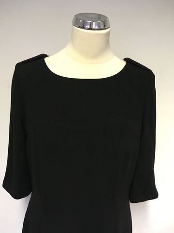 HOBBS BLACK SHORT SLEEVE PENCIL DRESS SIZE 12