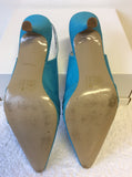 JACQUES VERT TURQOUISE SATIN SLINGBACK HEELS SIZE 7.5/41 & MATCHING BAG