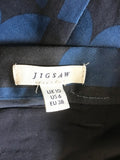 JIGSAW NAVY BLUE PATTERNED STRAIGHT PENCIL SKIRT SIZE 10