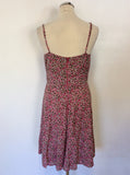 GREAT PLAINS PINK PRINT STRAPPY SUMMER DRESS SIZE M UK 12
