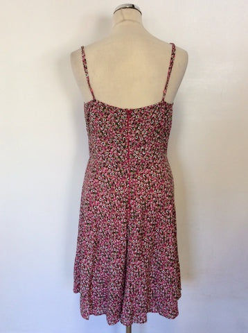 GREAT PLAINS PINK PRINT STRAPPY SUMMER DRESS SIZE M UK 12