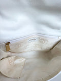 CHANEL WHITE LEATHER QUILTED “WILD STITCH” TOP HANDLE/ SHOULDER BAG